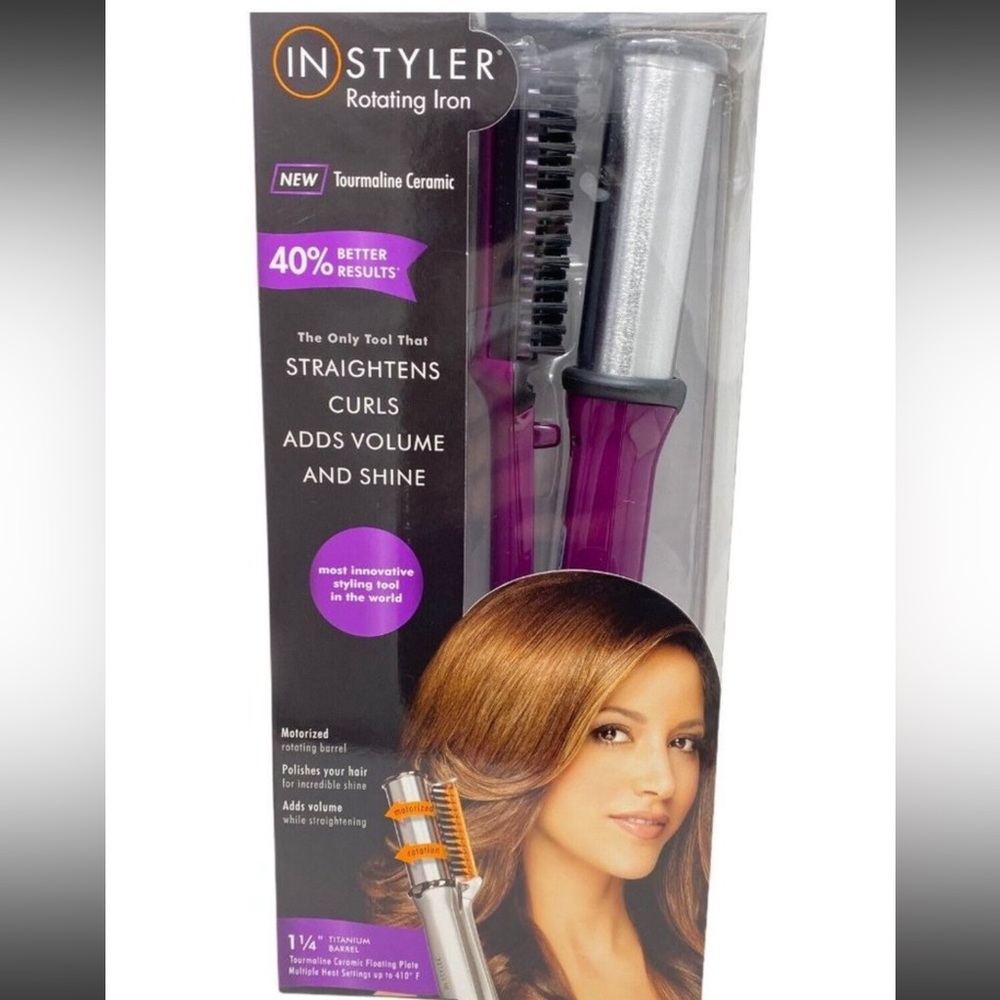 InStyler Rotating Iron PURPLE Tourmaline Ceramic 1 1/4 Titanium Barrel ORIGINAL